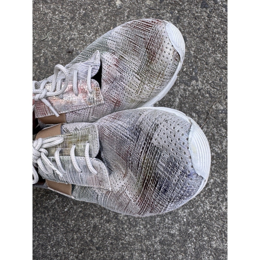 Sesto Meucci Sneakers Women 7N Shoes Metallic‎ Silver Gray Perforated Suede